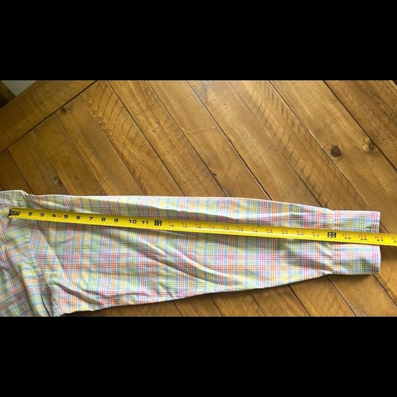 Tom James Plaid Pastels Custom Tailored Collared Button Down Dress Shirt - Picture 10 of 11